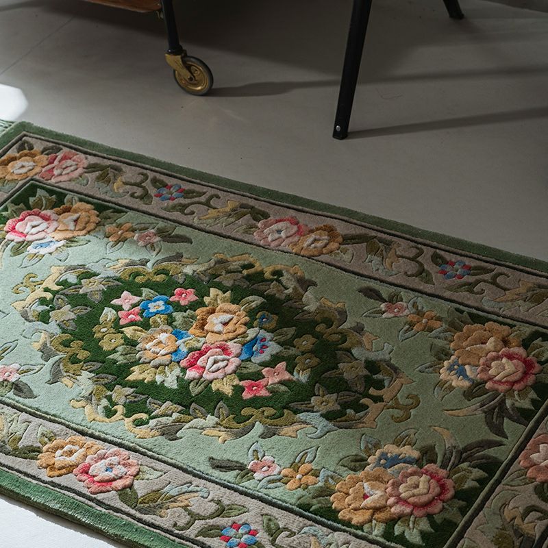 シルク製花柄緞通 61x91cm